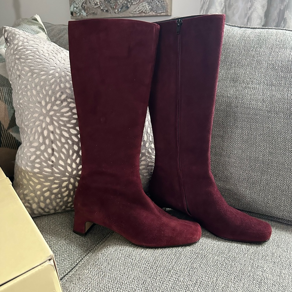 Gorgeous Banana Republic suede boots. Burgundy suede made in Italy.